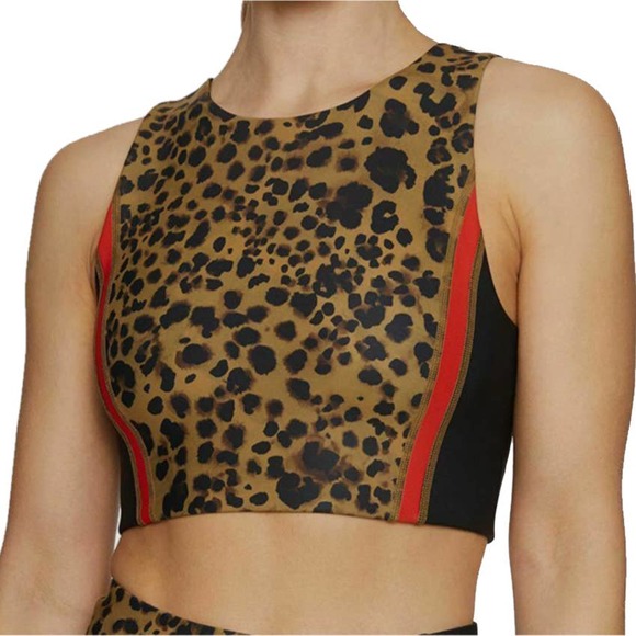 Betsey Johnson Other - Betsey Johnson Brown Leopard Striped Longline Sports Bra Tank Small